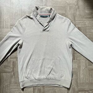 Perry Ellis Men’s Medium Gray Shawl Collar Pullover Shirt Long Sleeve Sweater M